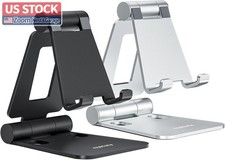 US Stock Nulaxy Dual Folding Cell Phone Stand 2 Pack Black Silver Adjustable picture