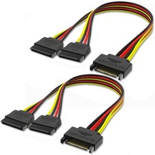 2Pcs 15-Pin SATA Power Y Splitter Cable,to Dual 15-pin Female Y-Splitter Cabl... picture