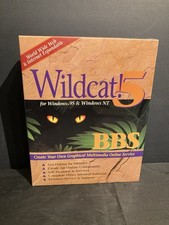 Wildcat 5 BBS Windows 95 and NT 2-Line Retail Mustang 1996 Big Box Sealed New picture