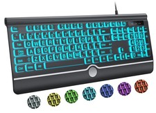 KOPJIPPOM Large Print Backlit Computer Keyboard, USB Full Size Wired Keyboards picture