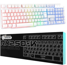 Orzly White Gaming Keyboard RGB USB Wired Rainbow Keyboard Designed PC Gamers picture