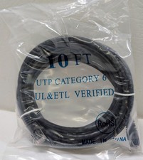 10-Pack Of 10FT Cat6 Ethernet Cable Black Snagless UTP Patch Cord UL ETL - NEW  picture