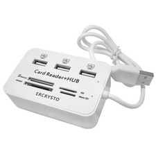 ERCRYSTO Card Reader and 3 Ports USB Hub, High 3-inch，2-inch, 1-inch, WHITE picture