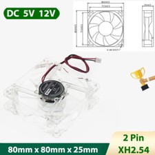 8025 Cooling Fan Mini Transparent Silent Fans Brushless LED Light DC 5V 12V picture