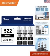 T522 Black Ink Refill Bottles - Easy Fill Design, 3 Pack for Compatible Printers picture