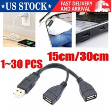 USB 2.0 A Male To 2 Dual USB Female Jack Y Splitter Hub Power Cord Adapter LOT picture