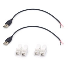 ELNONE 2PCS 22AWG Short USB Plug Pigtail 2 Wire Cable,0.3M/1FT 2.0 Black picture