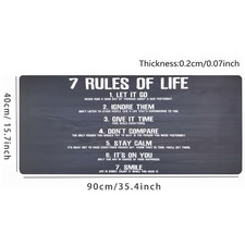 1pc 7 Rules of Life Motivational Quotes Large Gaming Mouse Pad, Anti-slip Comp picture