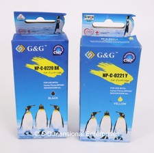 Lot of 2 G&G NP-C-0220 BK Black & NP-C-0221 Y Yellow Ink Cartridges EXPIRED 2014 picture