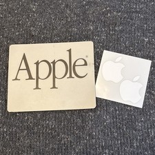 Vintage Apple Mouse Pad + Stickers - Original Garamond Type Logo circa 1980s picture