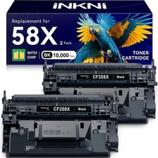 CF258X 58X Toner Cartridge (with Chip) Compatible Replacement Black 2 Pack + + + picture