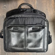 DELL Black Leather Executive Brief Case Laptop Travel Bag Office (17x13) picture