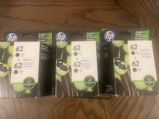 Set Of 3 HP 62 Black Noir 2-Pack Ink Cartridge Genuine OEM 2019/2020 picture
