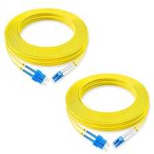 2 PCS 15 Meter Fiber Optic Patch Cord SC UPC to LC UPC Duplex OS2 9/125m picture