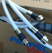 (1 -100 FT)  RG6 Perfect Vision BLACK/WHITE #CB2W06DSCRO-05 SOLID COPPER CABLE  picture