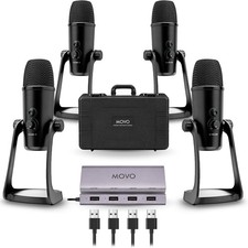 4-Person USB Podcast Equipment Bundle – 4 Condenser Mics, Hub & Case picture