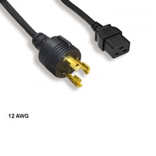 [10X] 15ft 12 AWG Power Cable NEMA L6-30P to IEC-60320 C19 15A/300V SJT Black picture