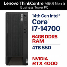 NEW Lenovo ThinkCentre M90T G5 Tower PC Core i7 64GB DDR5 4TB SSD Nvidia RTX4000 picture