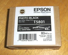 T5801 Genuine Epson Pro 3800 3880 Photo Black Ink T580100 w/exp 02-2016 picture