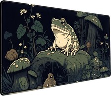 Kawaii Mushroom Cute Frog Desk Mat Anime Gaming Mouse Pad Dark Green Forest M... picture