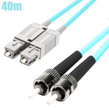 40M ST/SC Fiber Optic OM3 Multi Mode 50/125 Duplex Optical Patch Cable OFNR Aqua picture