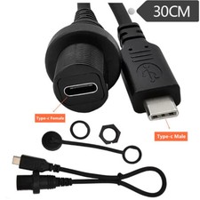 USB Type C 3.1 Flush Mount Cable Waterproof Kit Car Dash Panel Mount Motorcycle picture