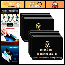 10 Pack RFID Blocking Cards for Credit, Debit & ID Protection - Black picture