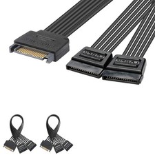 15 Pin SATA Power Y Splitter Cable (2 Pack), to Female, 8 inch picture