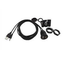 Car Dashboard Flush Panel Mount 3.5mm Jack + USB 2.0 Extension Adapter Cable 6ft picture