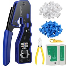RJ45 Crimp Tool Kit Pass Thru Ethernet Crimper for Cat5e Cat6 Cat6a 8P8C Modular picture