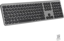 2.4GHz Wireless Keyboard with Number Pad Gray Full-Size for Laptop PC. picture
