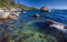 Landscape rocks coast lake tahoe bonsai usa Custom Gaming Mat Desk picture