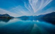 Landscape water sky clouds mountains nature Custom Gaming Mat Desk picture