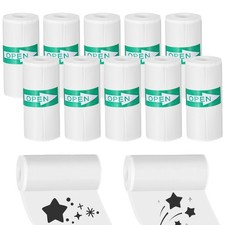 10 Rolls White Mini Printer Sticker Paper, Self-Adhesive Thermal Printer Pape... picture