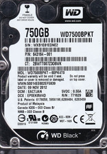 WD7500BPKT-60PK4T0 dcm: EACTJAN  WXB1E8 NOV 2012 750GB SATA 2.5 Western Digital picture
