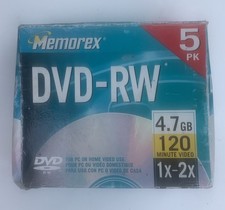 Memorex DVD-RW 5 Pack 4.7GB 120 Min. 1X-2X - NEW SEALED picture