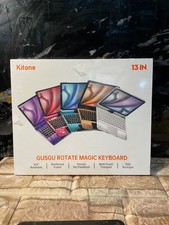 NEW Gusgu Transparent Case w/Wireless Keyboard Tracpad & 360^ Rotating Stand for picture