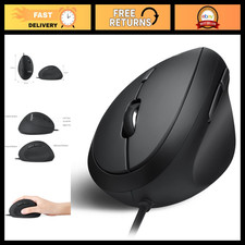 Wired Ergonomic Vertical Mouse - Compact Design for Right-Handed Users - Black picture