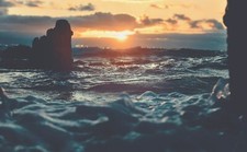 Landscape nature sun sunset waves rocks clouds sea Custom Gaming Mat Desk picture
