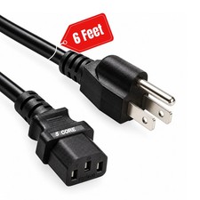 5 Core 3 Prong AC Laptop Notebook Power Cord 6Ft Universal Computer Cable picture