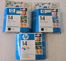 HP 14 C5011DN 2 Black Print Cartridges & 1 Color SEALED INK Expired 2006 NOS picture