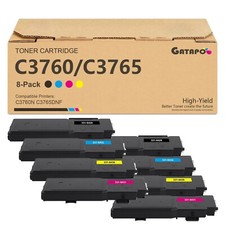 8PK C3760 Black & Color Toner Cartridge for Dell C3760dn C3760n C3765dn picture