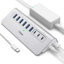 Intpw Powered USB Hub 10Gbps, 9-Port USB 3.2/USB C Hub, 65W Power Adapter picture