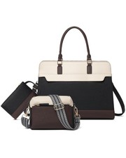 Laptop Bag for Women,3PCS Vegan Leather Tote Bag for Work with 2 Shoulder Straps picture