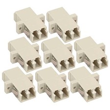 8 Pcs LC to LC Duplex Multimode Fiber Optical Coupler Adapter Connector Beige picture