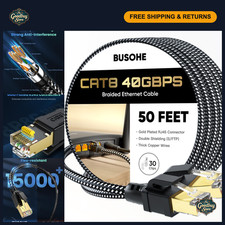 High-Speed 50FT Cat 8 Ethernet Cable, 40Gbps, Braided LAN Cable, Gold RJ45, UV R picture