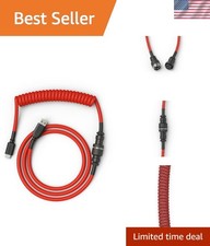 Durable Coiled USB-C Cable with Gold Connector - Perfect for Gaming Keyboards picture