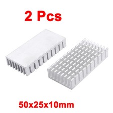 2pcs 50x25x10mm Aluminium Heat Sink Radiator Fin Heatsink Silver Tone picture