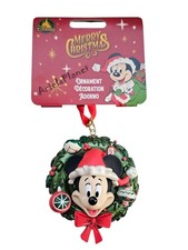 Disney Parks Santa Mickey Mouse Merry Christmas Holiday Wreath Ornament picture