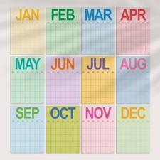 Dry Erase Wall Calendar A3 Undated 12 Monthly Prints Reusable picture